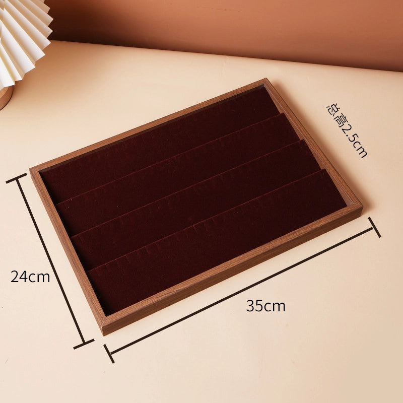 1 Piece Walnut Retro Solid Color Jewelry Display
