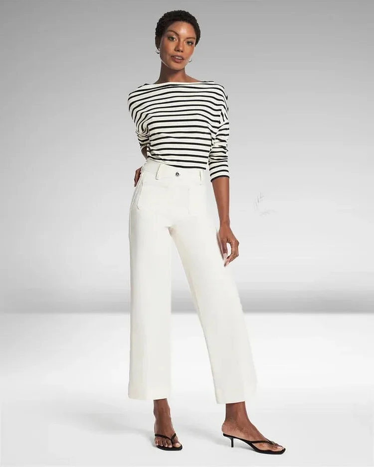 Tummy Control Cropped Wide-Leg Jeans