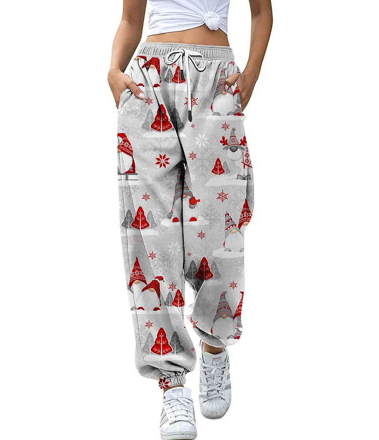 Christmas  Printed Loose Casual Sports Harem Pants