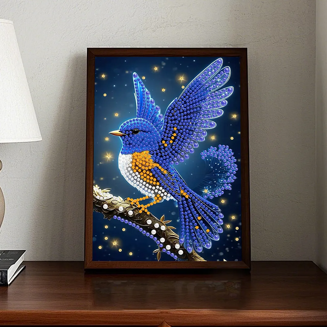 Pearl Painting Kit for Adults Blue Bird Decor 11.81x15.75in