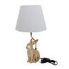 Dog Lamp with White Linen Shade Cute Room Decor White Dog Table Lamp 17.7inch for Living Room Unique Aesthetic Home Room Decor