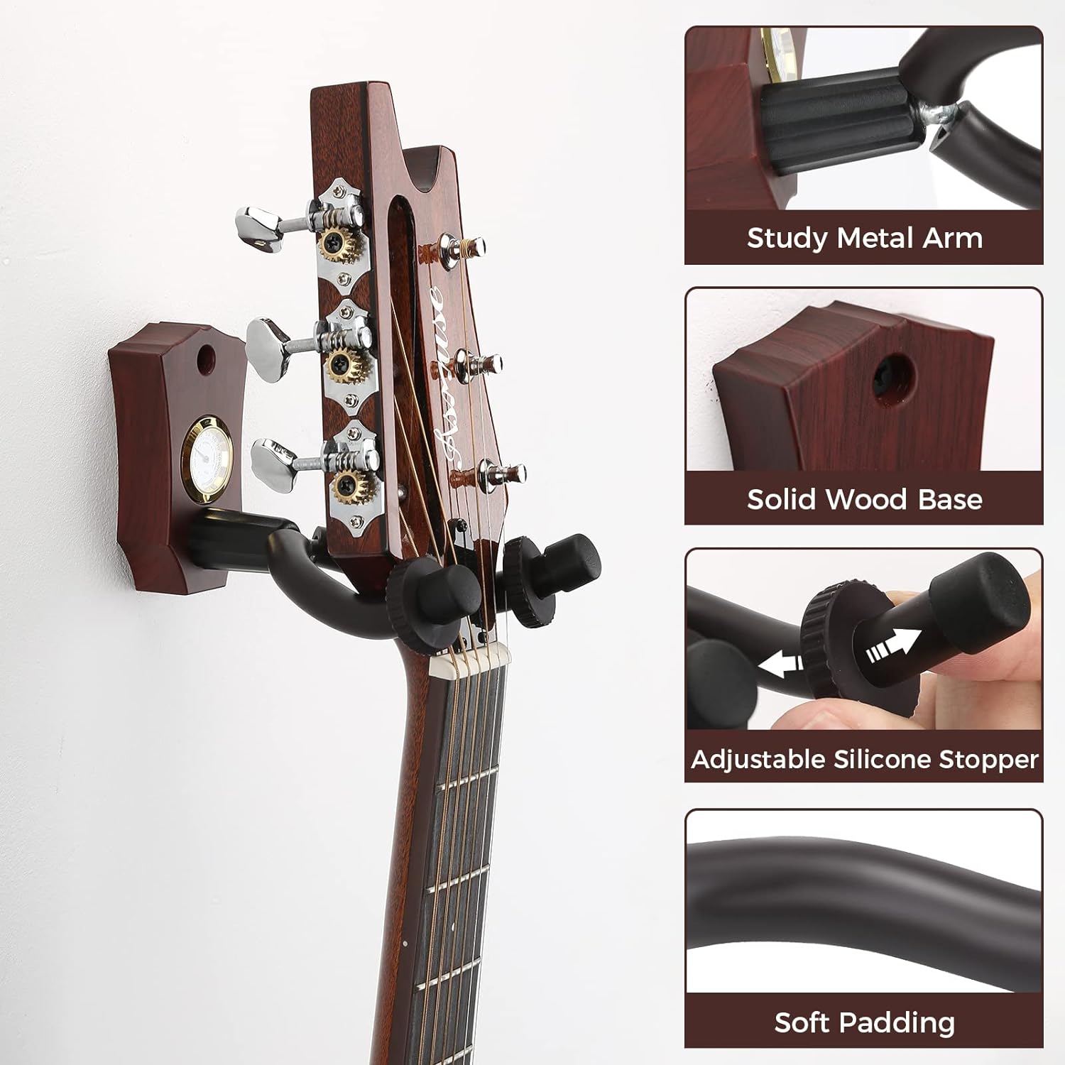 Asmuse Guitar Wall Mount Hanger with Hygrometer Hanger, Hook for Wall ...