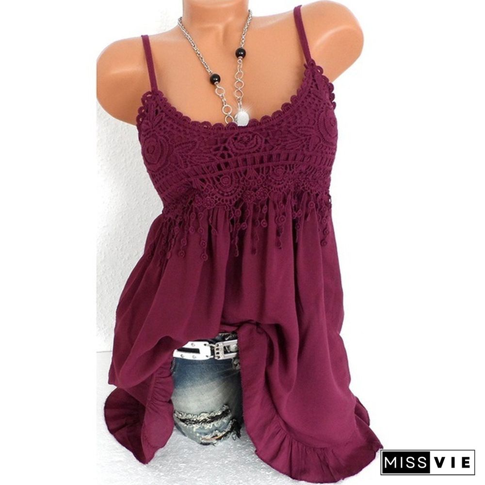 7 Colors Tops Women Lady Sexy Summer Sleeveless Top Blouse Lace Vest Tank Shirt