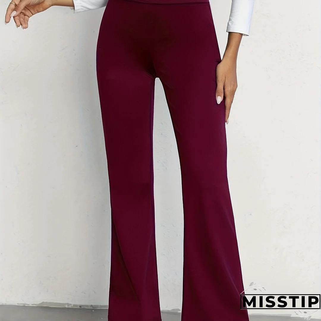 Women's Casual Pant High Waisted Flare Pant Workout Solid Pant