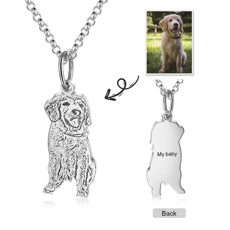 Personalized Pet Picture Necklace Cat Dog, Custom Necklace with Picture and Text