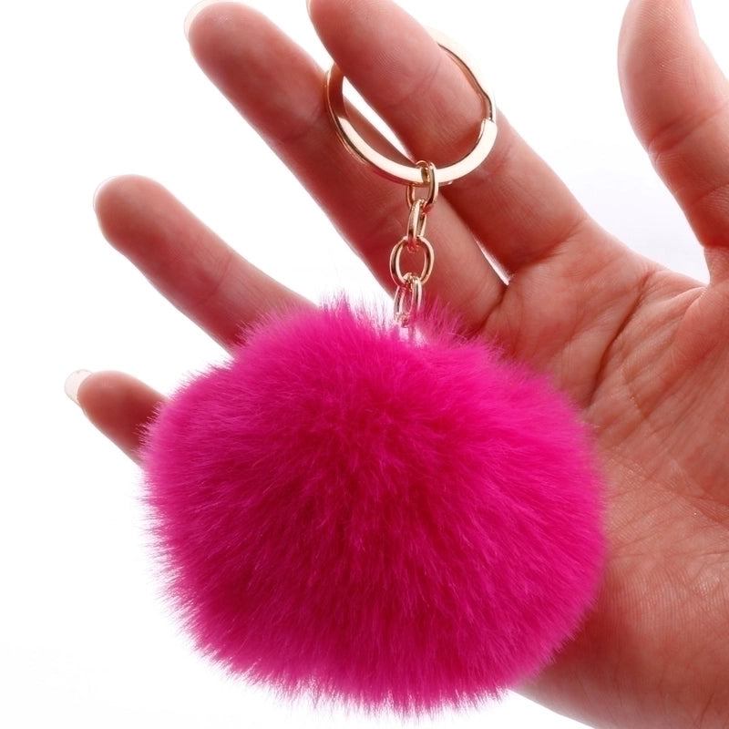 Fashion 7cm Imitation Rex Rabbit Fur Small Ball Keychain