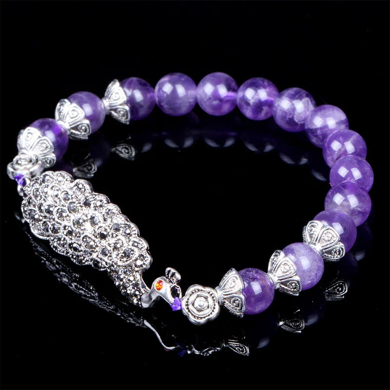 Natural Amethyst Peacock Balance Bracelet