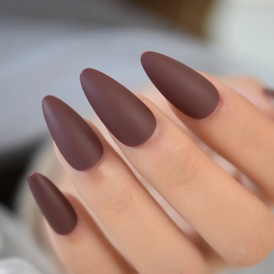 Professional Almond shaped Nail Tips Stiletto Matte Fake Nails White Short Press On Nails With Free Adhesive Tabs-Nail Inspo