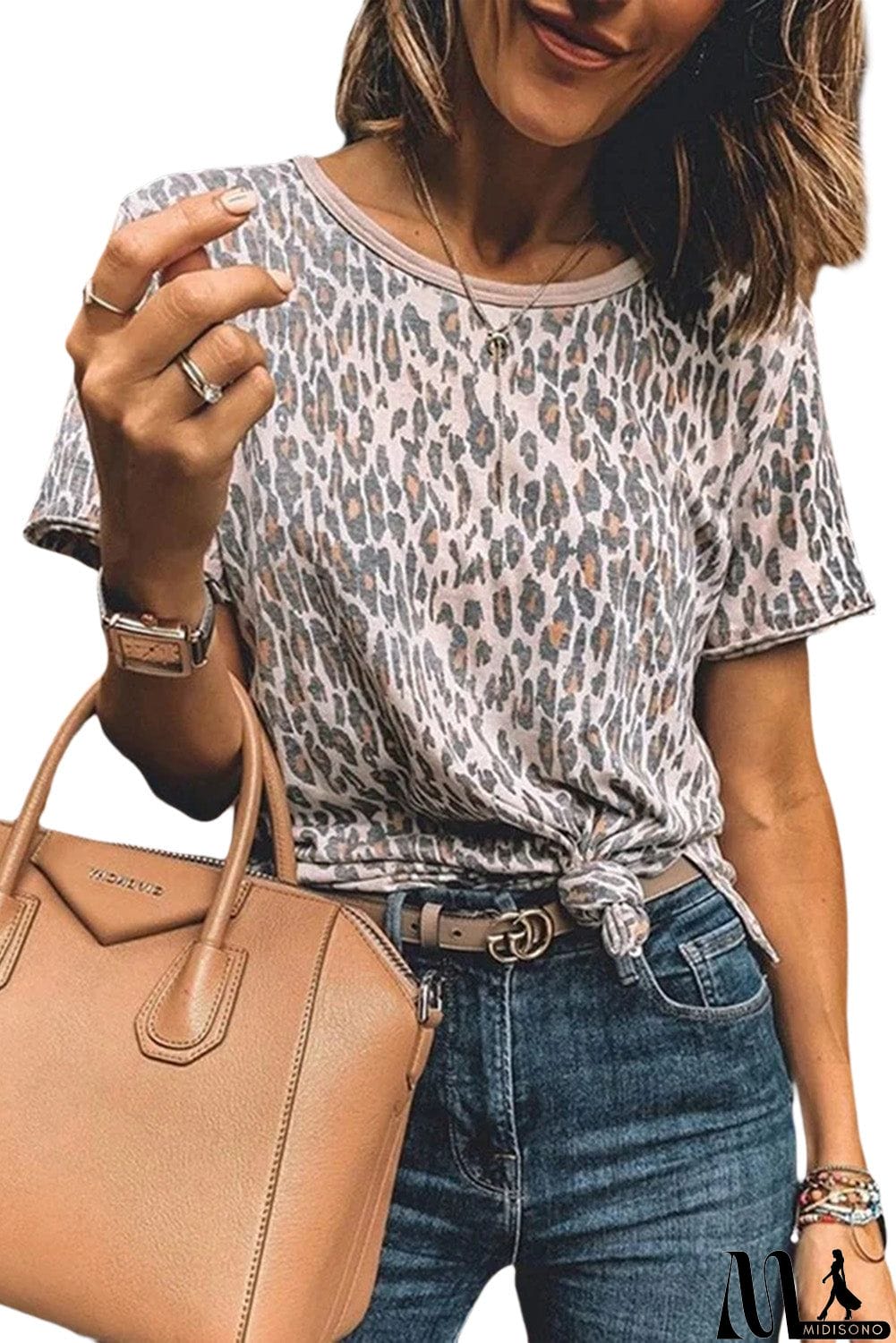 MidiSono - Animal Print Casual T-shirt
