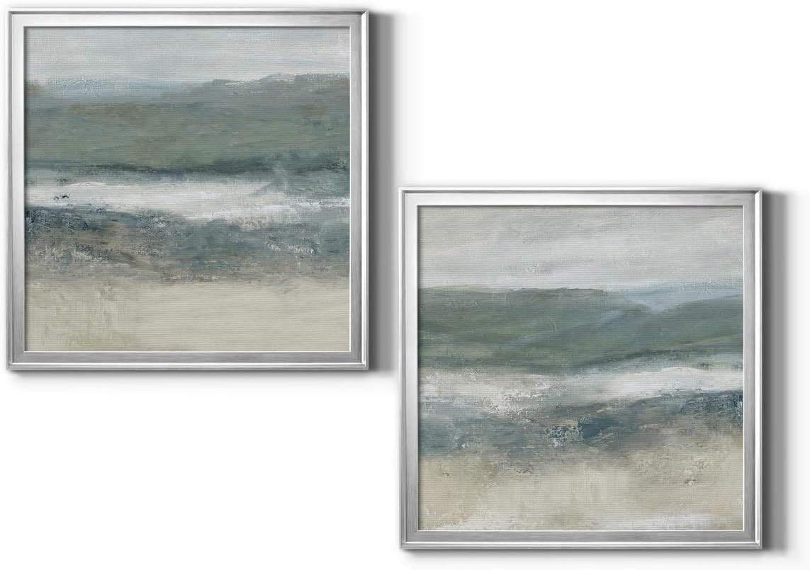 Neutral Color Wall Art, Wall Dcor Canvas, Beaches, Floral, Animals, Bohemian, & Vintage Styles, Ready to Hang -Silver Framed, Rolling Oceanside I 22X22 22X22