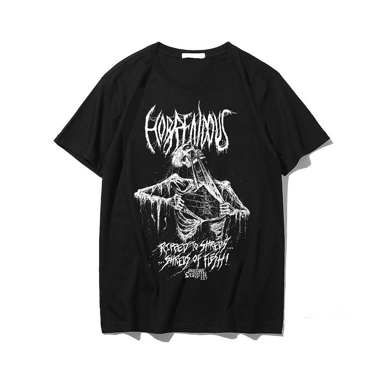 Gothic Style Skull Printed Crew Collar T-shirt