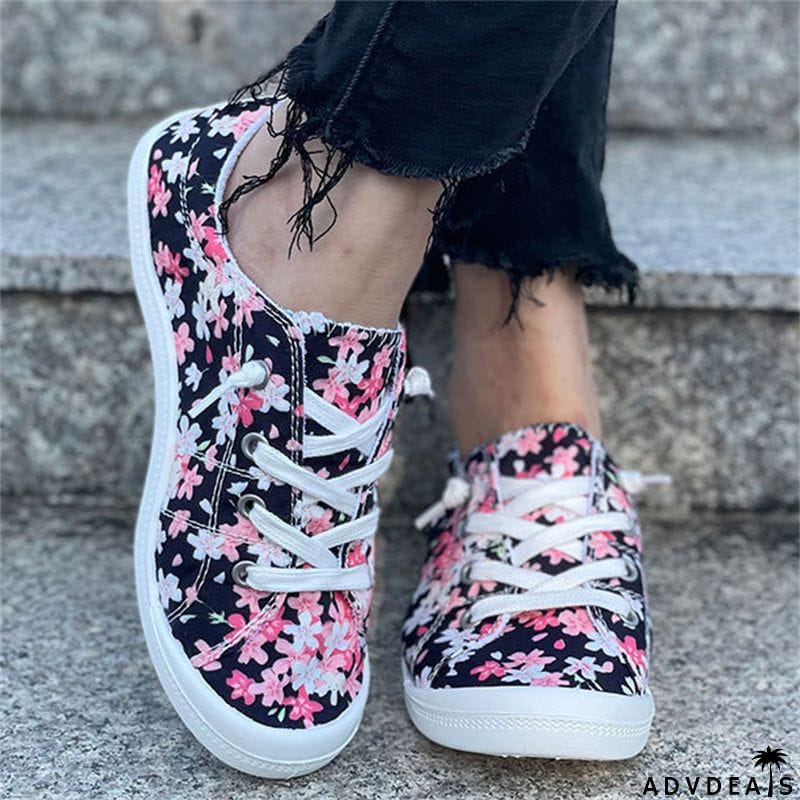 Extra Soft Cotton Cloth Round&nbsp;Toe Cherry Blossom Women Loafers