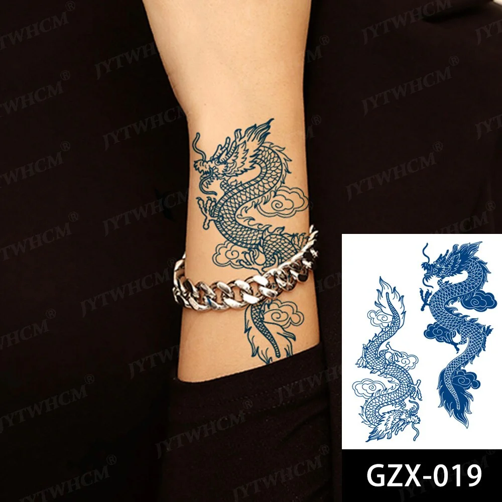 Sdrawing Stickers Semi-permanent Plant Lasting Tattoo Blue Henna Lace Flower Arm Non-reflective Herbal Juice Tattoo Waterproof