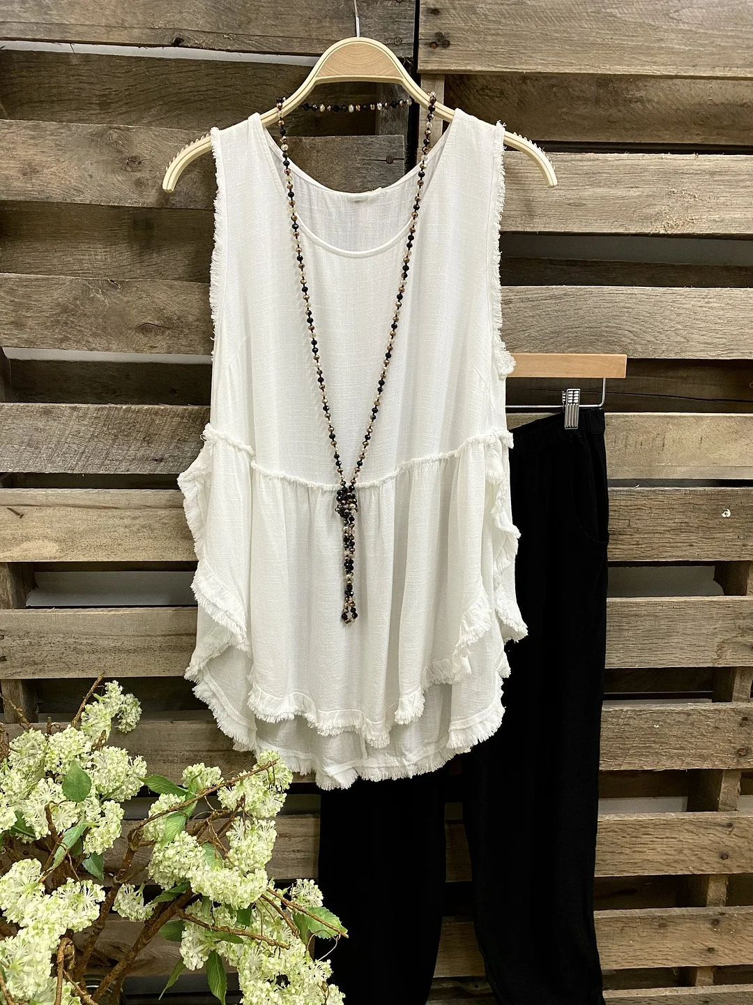 Round Neck Sleeveless Tassel Plain Western Vest Top