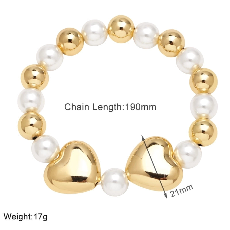 Copper 18K Gold Plated Plating Heart Shape Bracelets Necklace