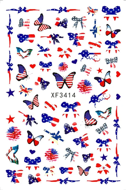 3D Flag Sport Nail Stickers for Manicure Fire Clover Decoration Decals Back Glue Designer Gymnastics Nail Art Sticker