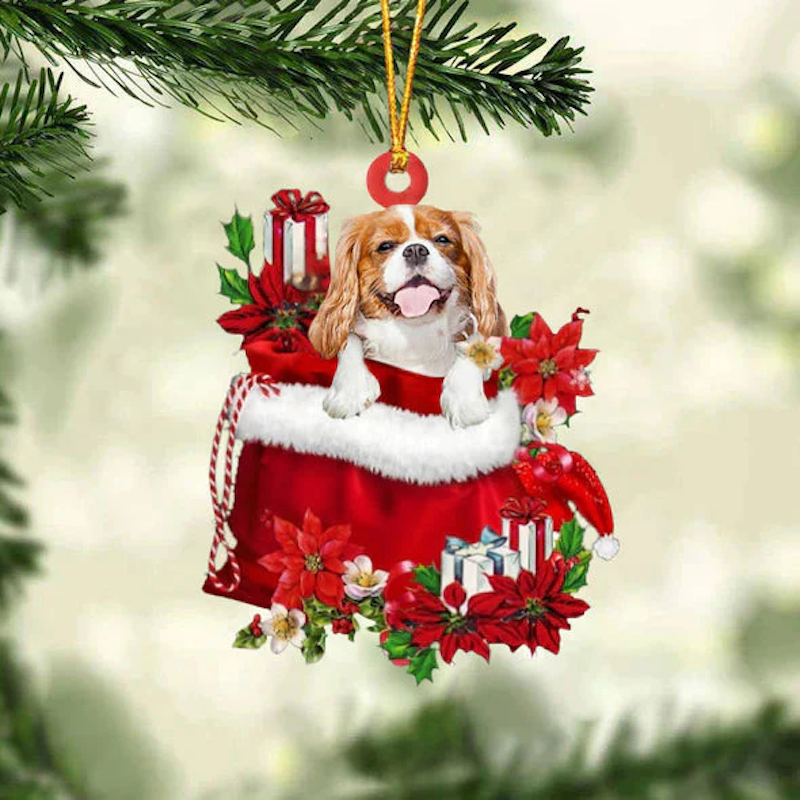 VigorDaily Cavalier King Charles Spaniel In Gift Bag Christmas Ornament GB084