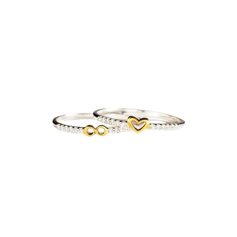 Sterling Silver Zircon Infinity Heart Shape Rings