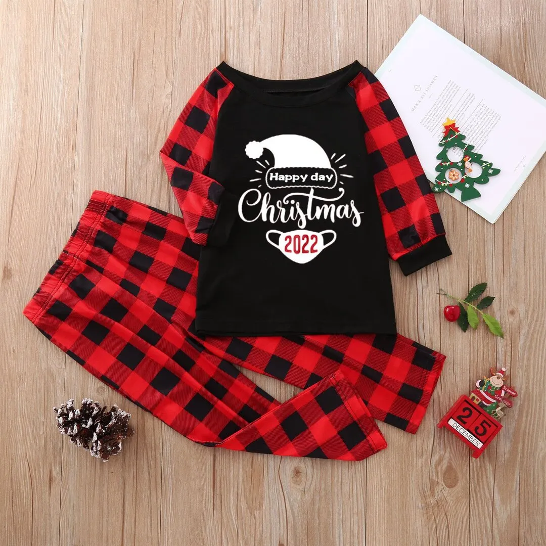 Christmas parent-child set printed home wear pajamas two-piece sui