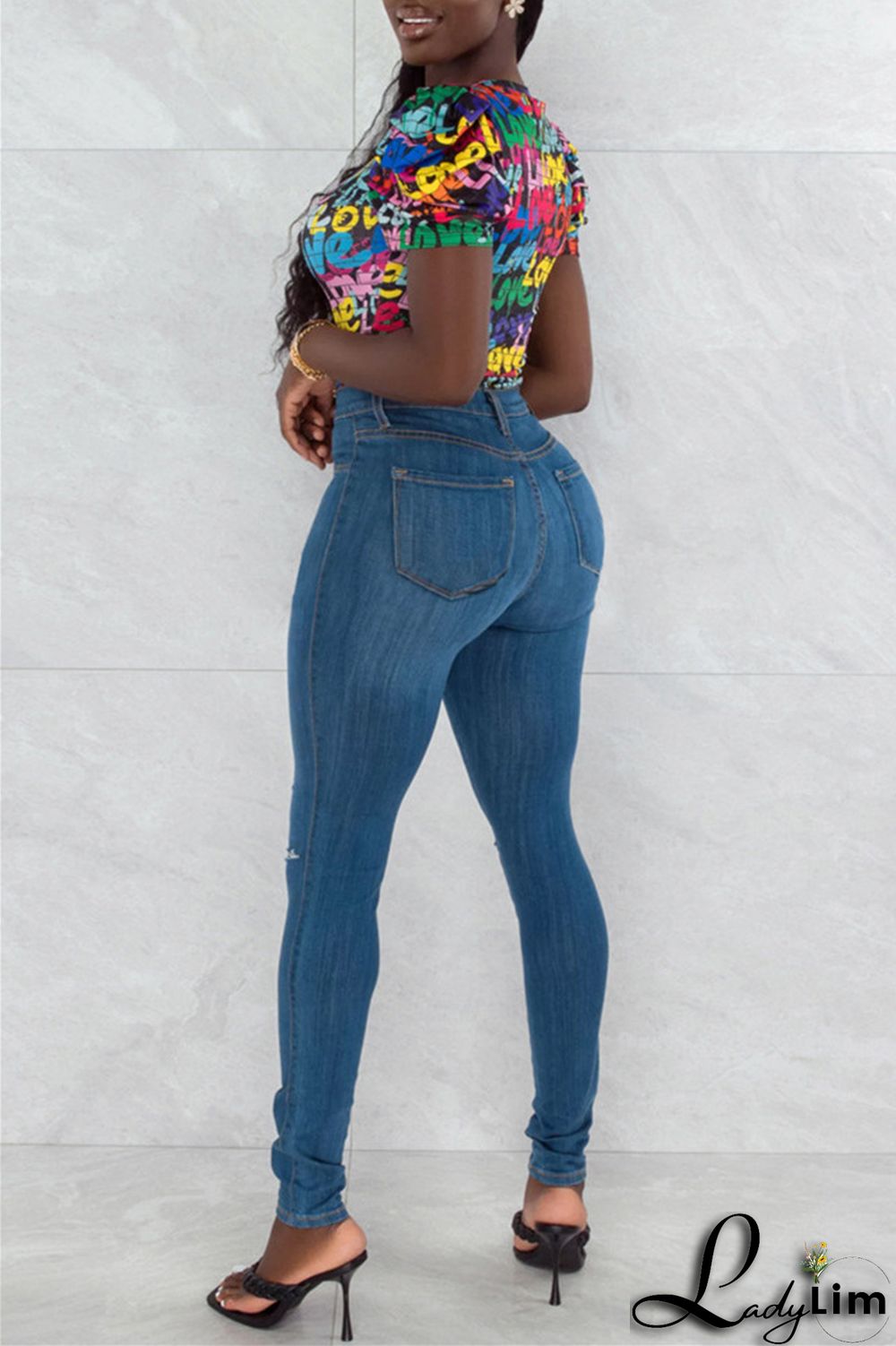 Multicolor Fashion Casual Print Basic O Neck Short Sleeve Skinny Romper