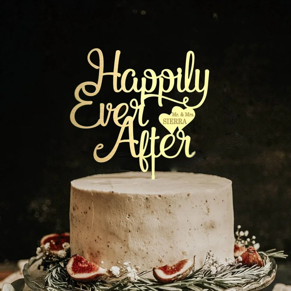 Custom Cake Topper Acrylic Mirror Letter Cake Decor Personalized Name And Date Gold Happy Birthday Cake Decoration For Wedding