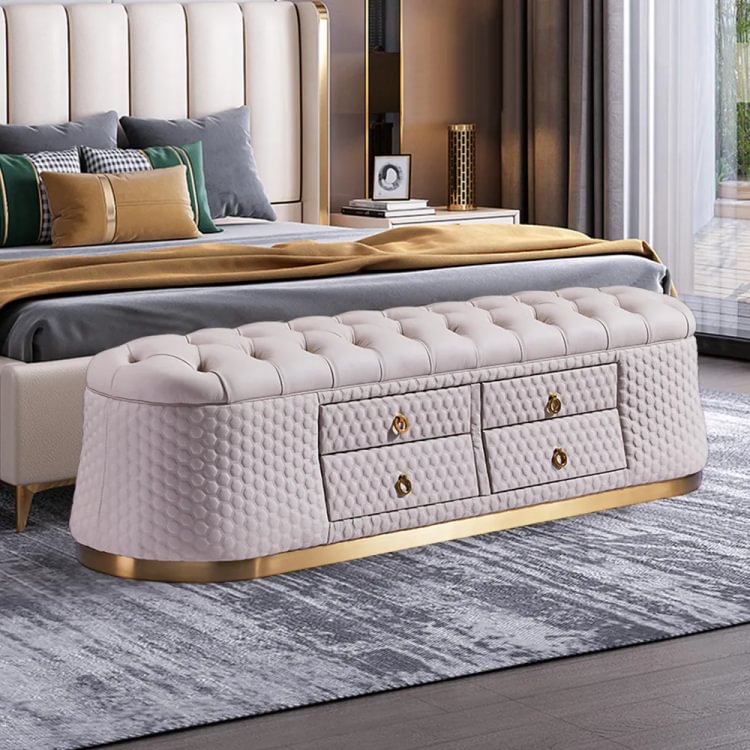 Modern Upholstered Bed Storage Bench, Bed Storage Bench White