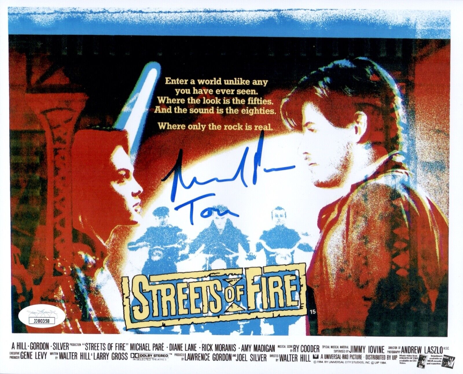 MICHAEL PARé Signed 8x10 STREETS OF FIRE Photo Poster painting PARE Autograph JSA COA Cert