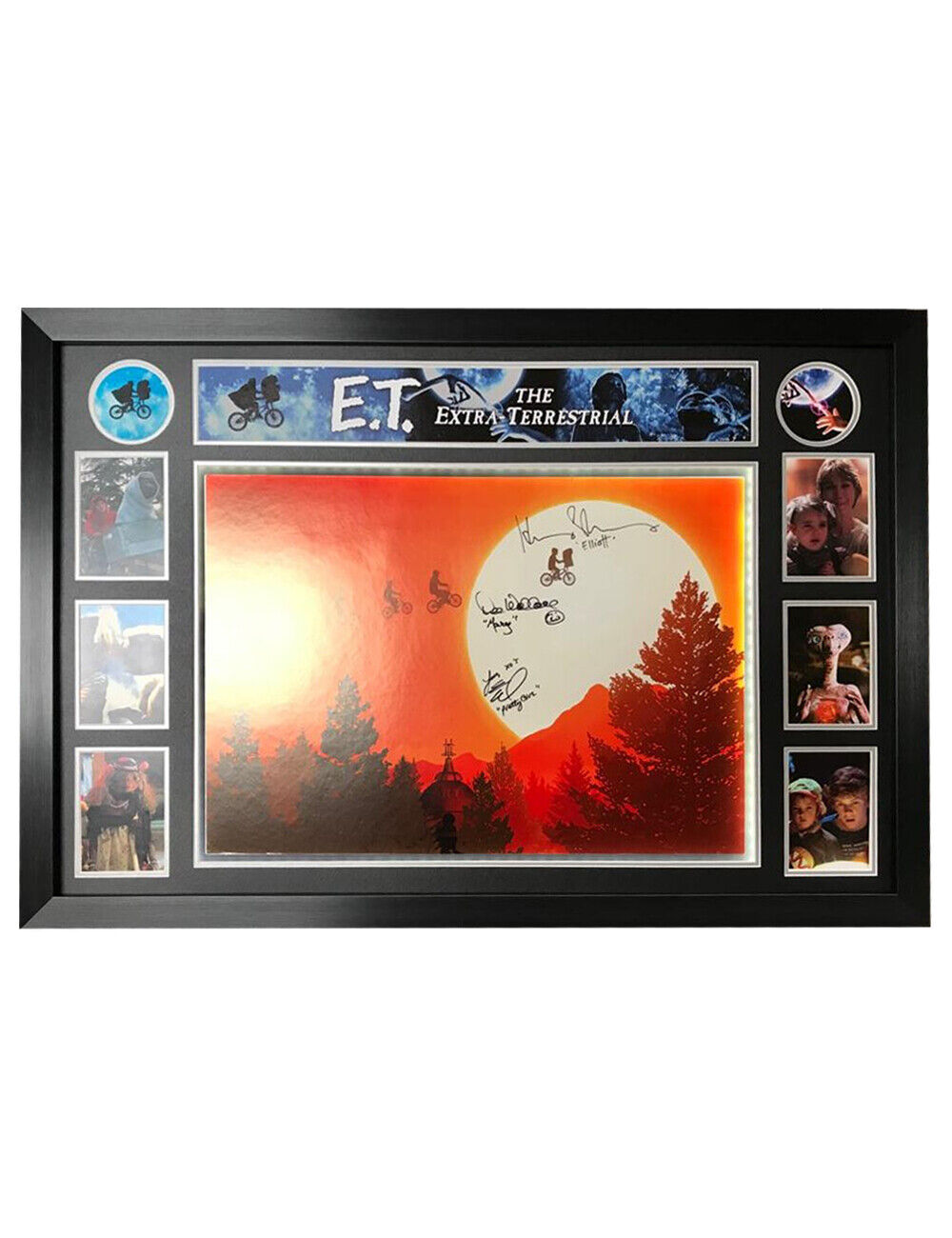 Framed LED Lit E.T. Poster Signed by Thomas, MacNaughton & Wallace 100% + COA