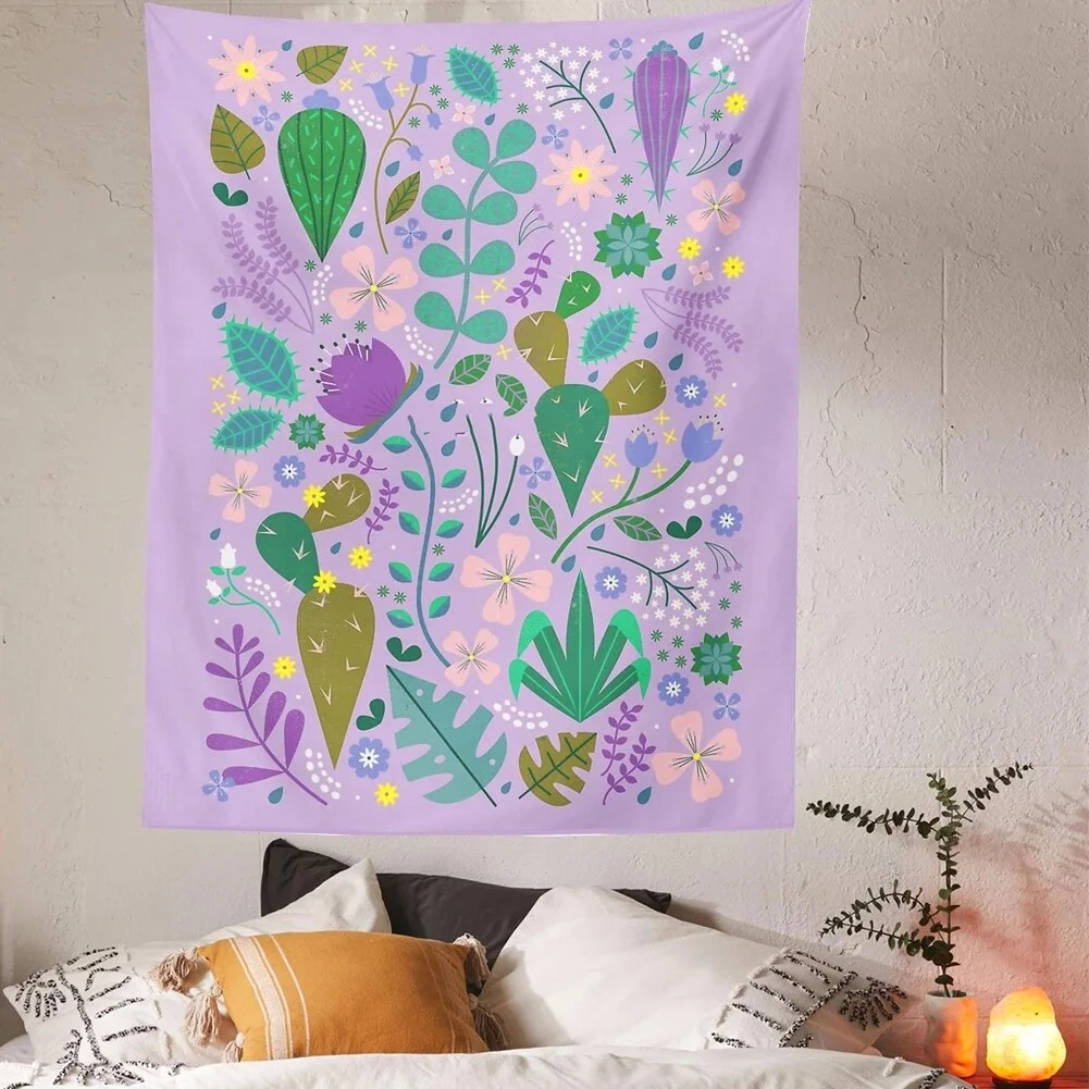 Wildflower Botanical Tapestry Wall Hanging Lush Flower Hippie Tapestry Boho Tapestries Colorful Psychedelic INS Home Decor