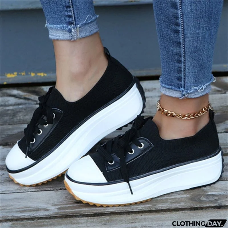 New Mesh Lace-up Outdoor Non-slip Platform Shoes