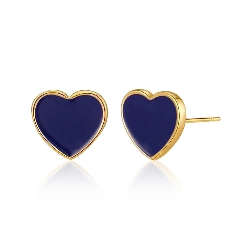 1 Pair Retro Sweet Triangle Devil’s Eye Heart Shape Enamel Plating Inlay Copper Zircon 18k Gold Plated Ear Studs