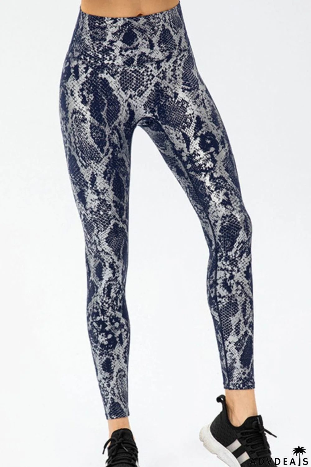 Animal Print Slim Fit Wide Waistband Long Sports Pants