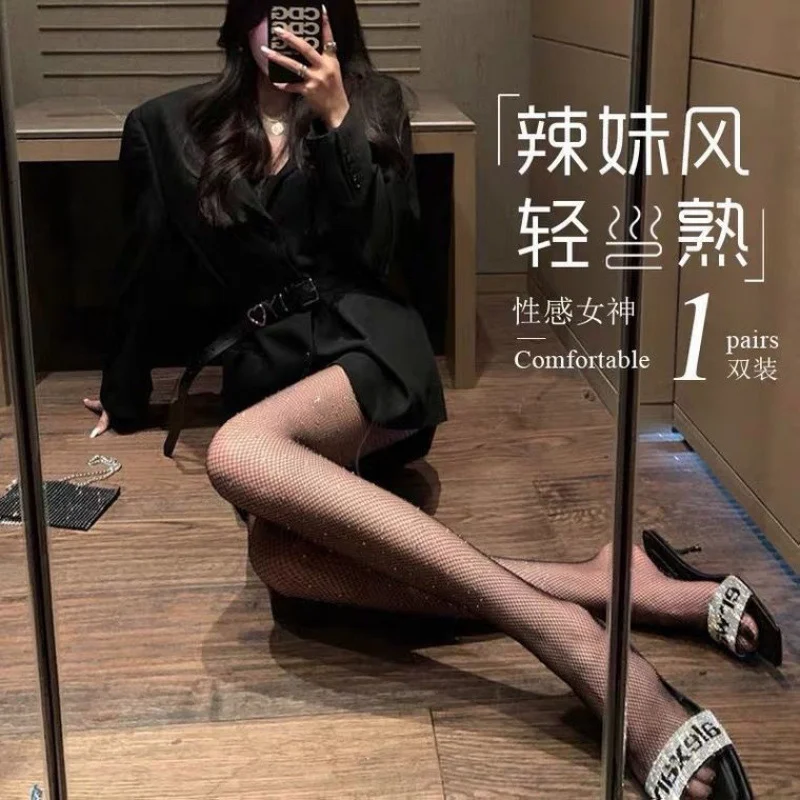 Churchf Black Stockings Women's Thin Black Ins Bodie Stockings Nets With Diamond White JK Pantyhose Socks