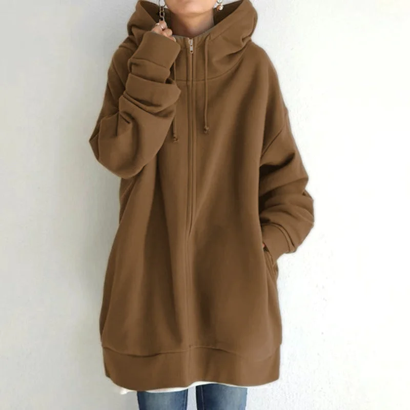 Uveng Street Polyester Fiber Zipper Hooded Long Lining Hoodies