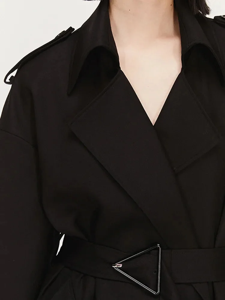 Huiketi Spring Autumn Long Green Black Trench Coat for Women Belt Luxury Elegant High Quality European Fashion Overcoat 2023