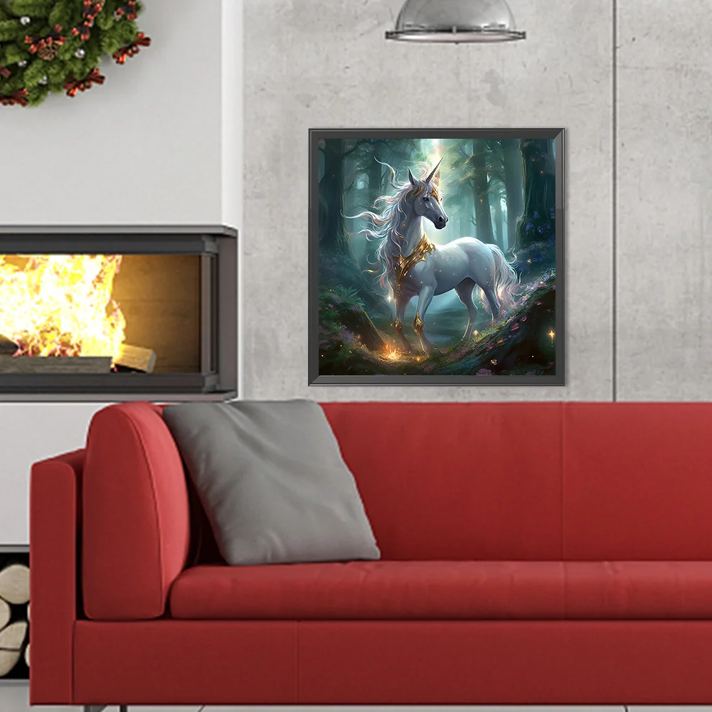 Full Round Diamond Painting 40*40cm - Forest Unicorn