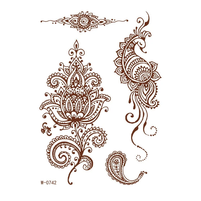 Waterproof Temporary Tattoo Sticker Chest Lace Henna Mandala wedding Flash Tattoos Flower Body Art Arm Fake Tatoo Women Men
