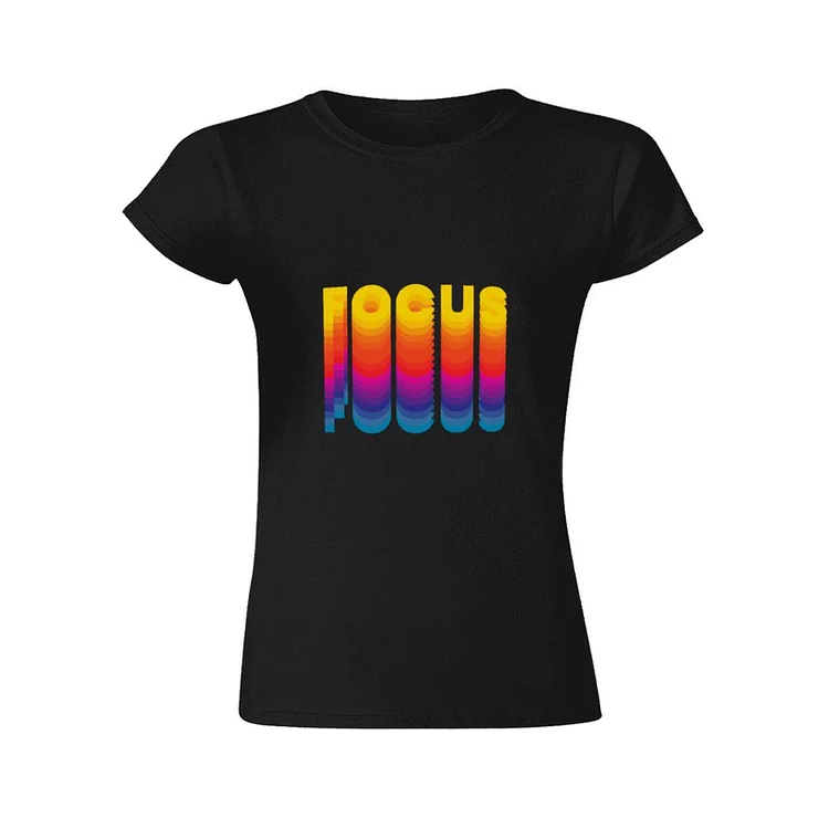 FOCUS Type Font T-Shirt &Agrave; Col Rond &Agrave; Manches Courtes Gildan Pour Femme