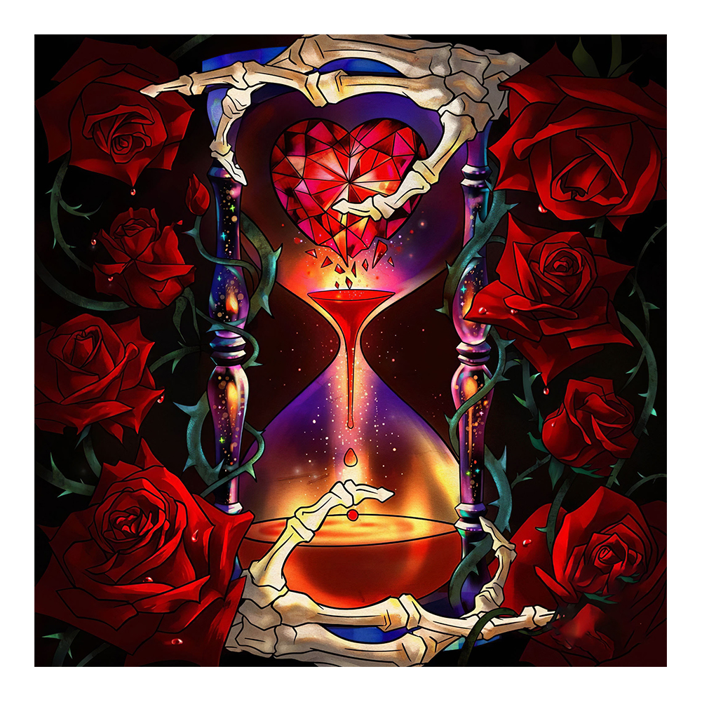 

40*40CM - Round Drill Diamond Painting - Love Hourglass Rose, 501 Original