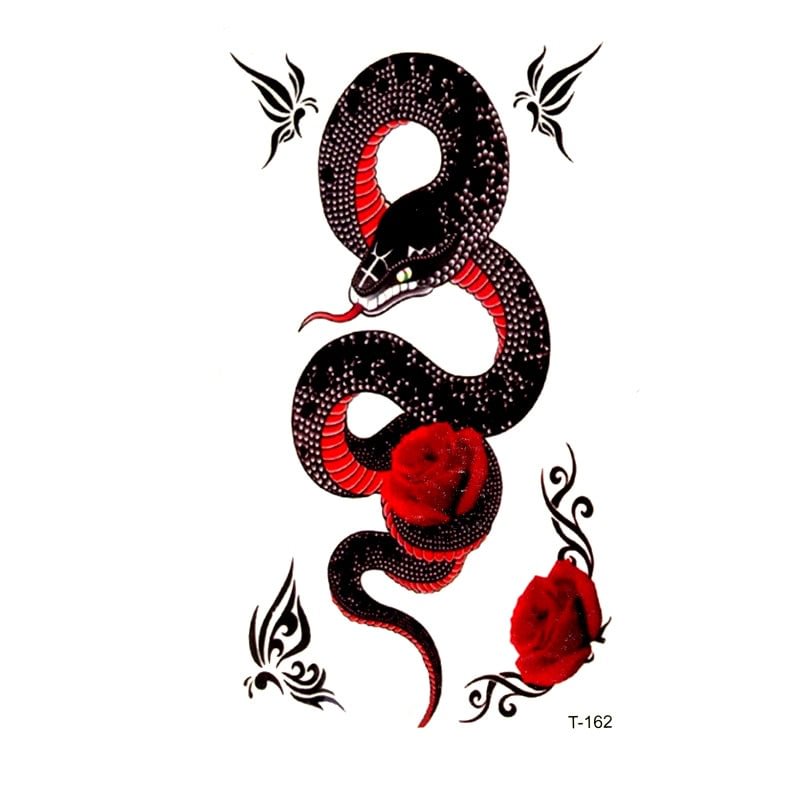 Red-bellied Snakes Waterproof Temporary Tattoos Men henna tattoo Beauty Tattoo kids temporary Tatoo rouge a levre Tatoo sticker