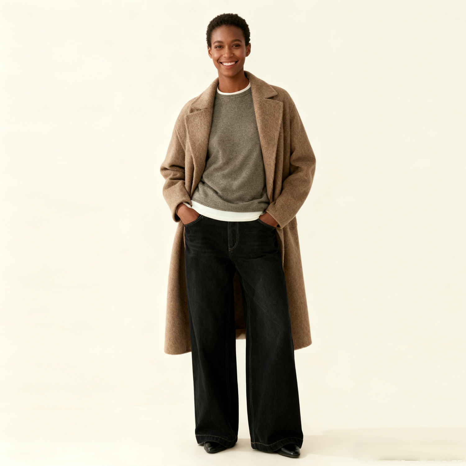 Women's Color-Block Cashmere Sweater-Modern Layered Look REAL SILK LIFE