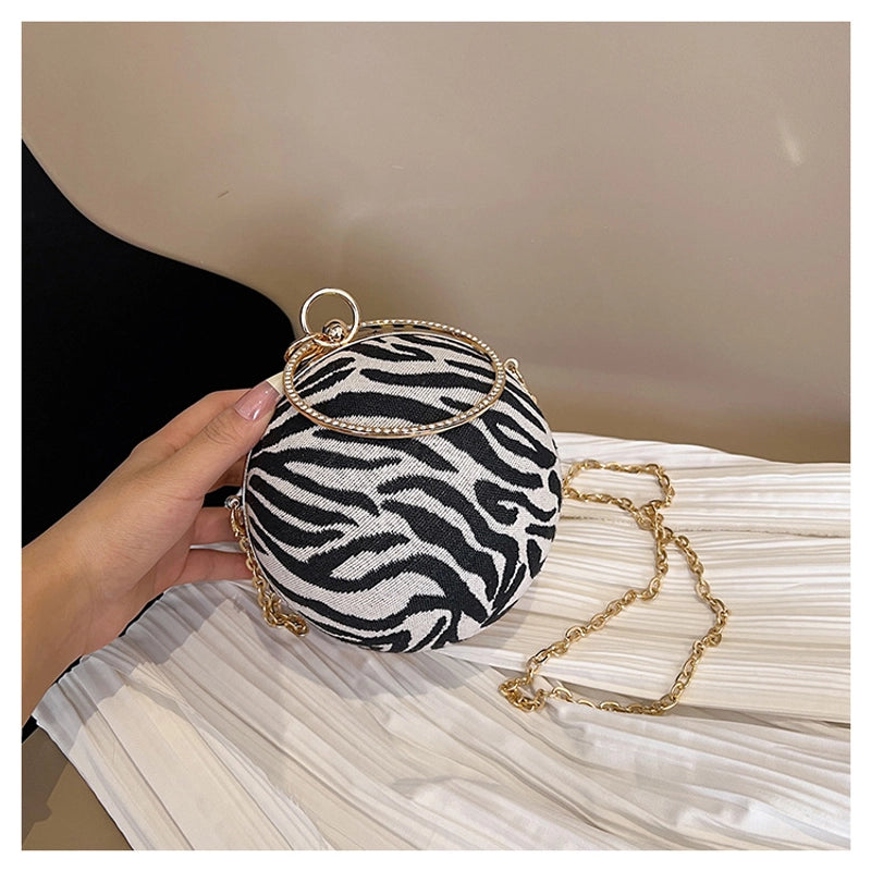 Special Material Zebra Leopard Round Evening Bags