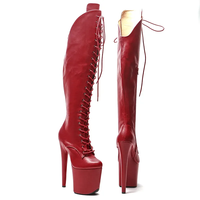 VCshoes 20CM/8inches Matte PU Upper Pole Dancing Shoes High Heel Platform Shoes Pole Dance Shoes Knee High Boots 5B