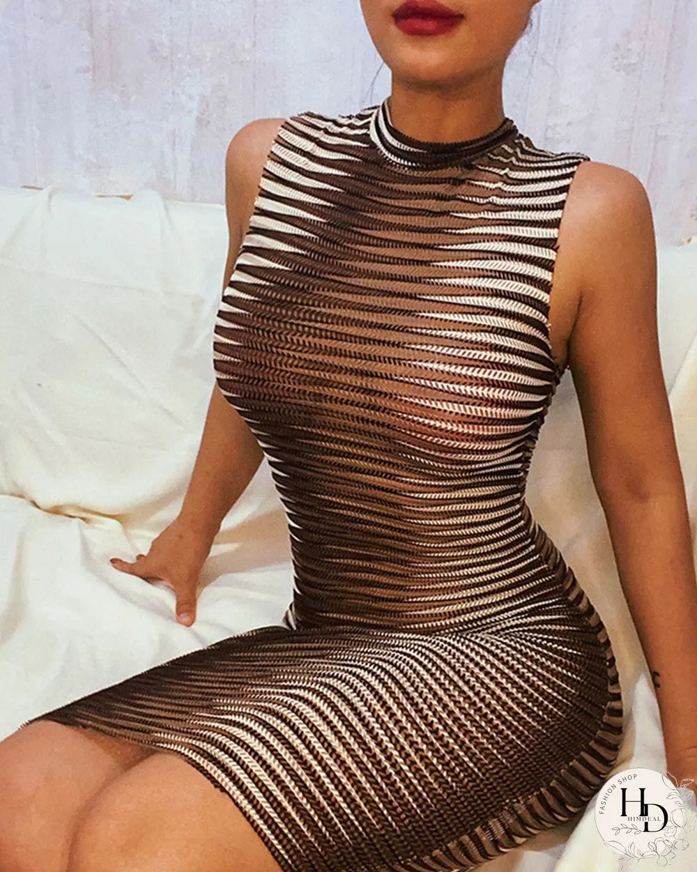 Glitter Sleeveless Slinky Mini Dress