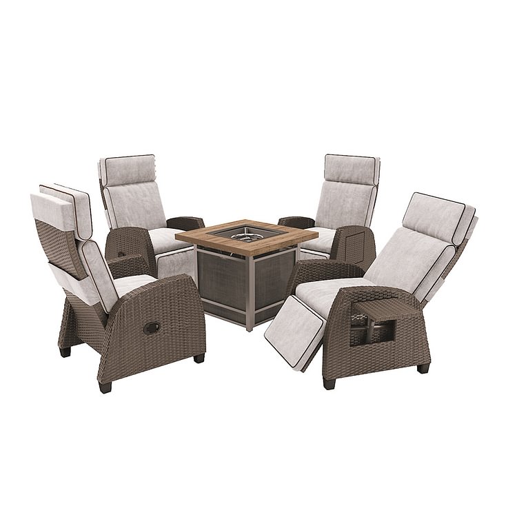MOOR Outdoor Recliner with Fire Pit Table Furniture Sets