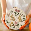 Flower-DIY Embroidery Kit with Pattern Cotton Threads Needles Hoop 30*30cm/11.8*11.8in