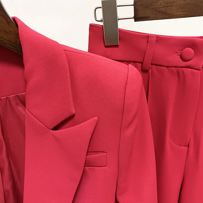 Nigikala Nigikala Star Professional Fashion Fashion A Buckle Button Long Suit + Horn Pants Set Two Sets