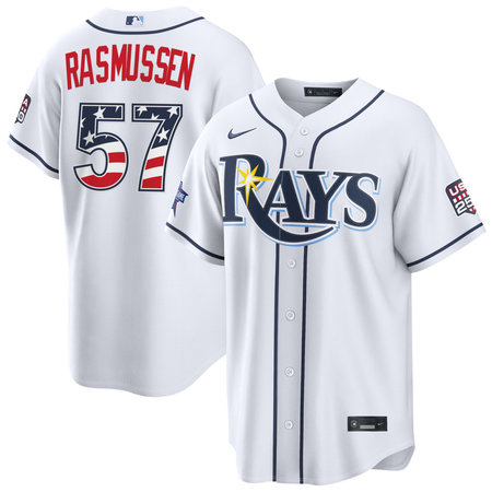 Men's Tampa Bay Rays #57 Drew Rasmussen Nike White 2026 All-Star Edition Stars & Stripes Stadium Jersey