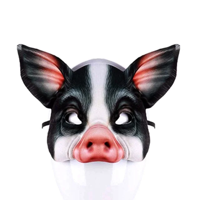 Pig Half Face Animal Mask Halloween Cosplay Props-elleschic
