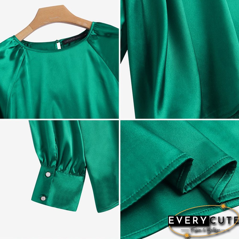 Women Full Sleeved Party Clubbing Elegant Blouse Plus Size Silk Shirts Tops